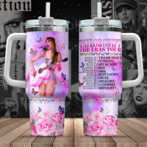 Taylor Swift Music Custom Stanley Quencher 40oz Stainless Steel Tumbler With Handle - Threewoofs