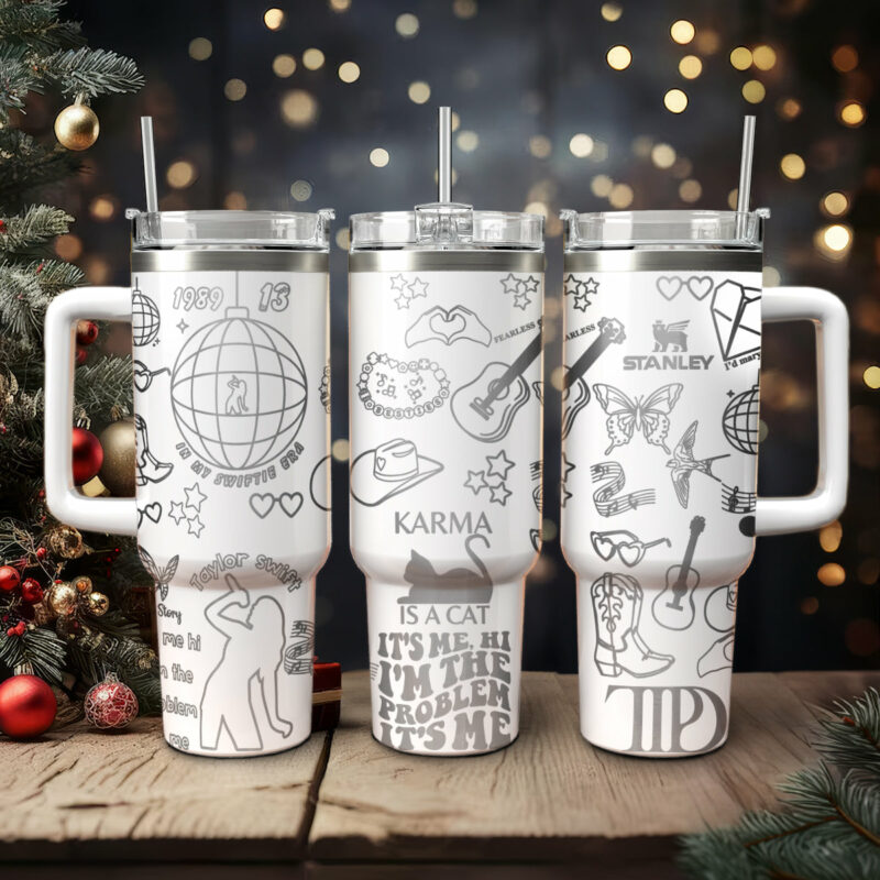 Taylor Swift Music Custom Stanley Quencher 40oz Stainless Steel Tumbler With Handle - Threewoofs
