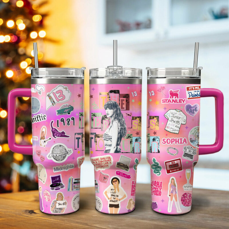 Taylor Swift Music Custom Stanley Quencher 40oz Stainless Steel Tumbler With Handle - Threewoofs