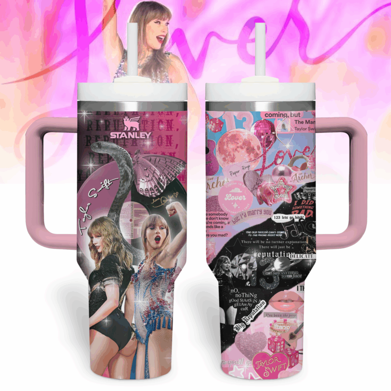 Taylor Swift Music Custom Stanley Quencher 40oz Stainless Steel Tumbler With Handle - Threewoofs