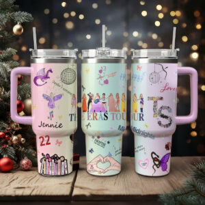 Taylor Swift Music Custom Stanley Quencher 40oz Stainless Steel Tumbler With Handle - Threewoofs