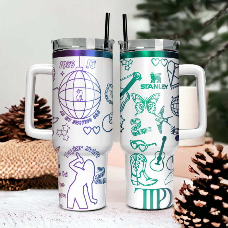 Taylor Swift Music Custom Stanley Quencher 40oz Stainless Steel Tumbler With Handle - Threewoofs - Image 2