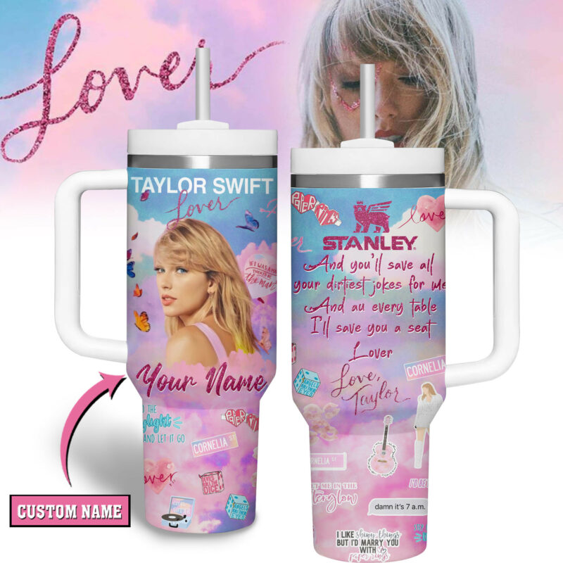 Taylor Swift Music Custom Stanley Quencher 40oz Stainless Steel Tumbler With Handle - Threewoofs