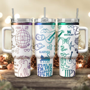 Taylor Swift Music Custom Stanley Quencher 40oz Stainless Steel Tumbler With Handle - Threewoofs