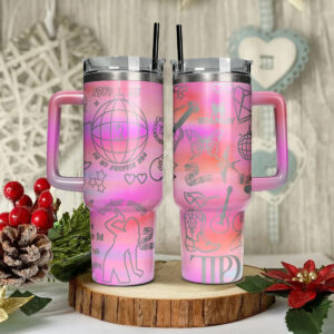 Taylor Swift Music Custom Stanley Quencher 40oz Stainless Steel Tumbler With Handle - Threewoofs
