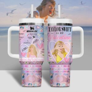 Taylor Swift Music Valentine Custom Stanley Quencher 40oz Stainless Steel Tumbler With Handle - Threewoofs
