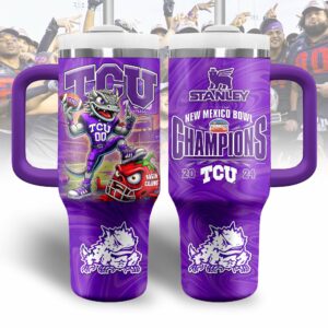 TCU Horned Frogs NCAA Sports Custom Stanley Quencher 40oz Stainless Steel Tumbler With Handle - Threewoofs