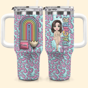 Teacher Pencil Custom Stanley Quencher 40oz Stainless Steel Tumbler With Handle - Threewoofs