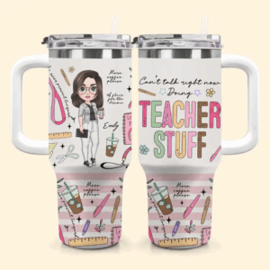 Teacher Stuff Custom Stanley Quencher 40oz Stainless Steel Tumbler With Handle - Threewoofs