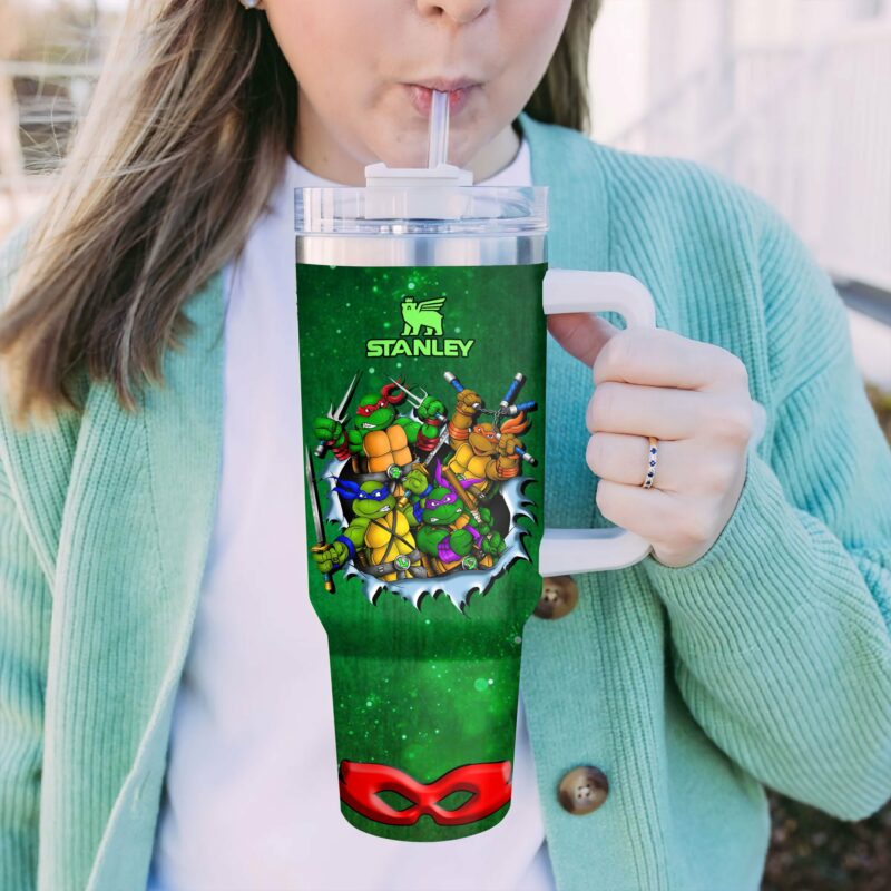 Teenage Mutant Ninja Turtles Movies Custom Stanley Quencher 40oz Stainless Steel Tumbler With Handle - Threewoofs - Image 3
