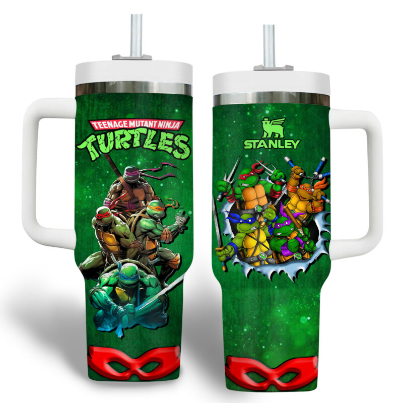 Teenage Mutant Ninja Turtles Movies Custom Stanley Quencher 40oz Stainless Steel Tumbler With Handle - Threewoofs - Image 2