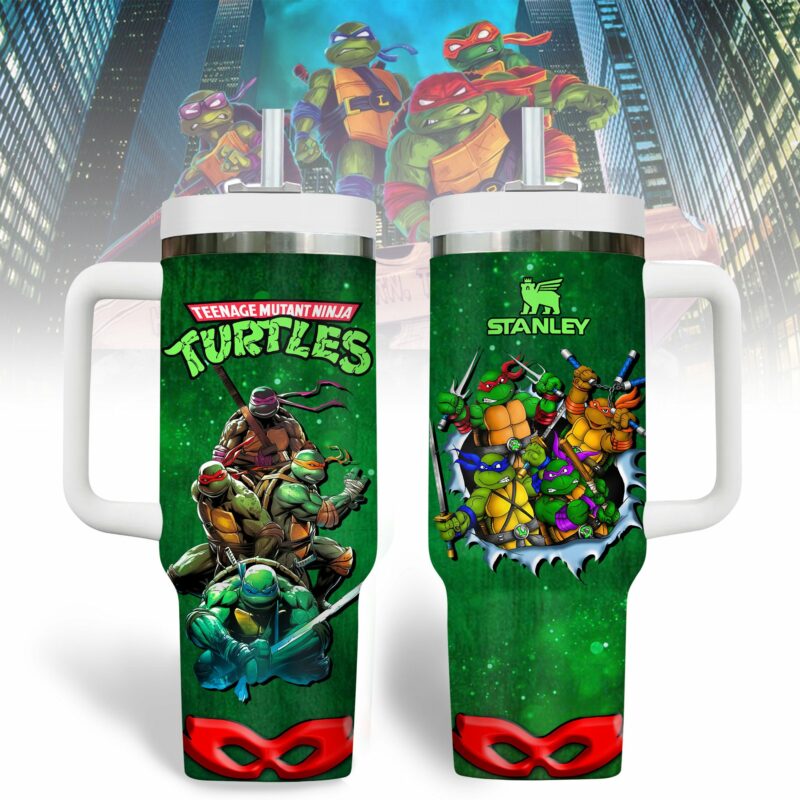 Teenage Mutant Ninja Turtles Movies Custom Stanley Quencher 40oz Stainless Steel Tumbler With Handle - Threewoofs