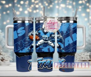 Customizable Titans Tumbler - Insulated Stainless Steel with Straws & Handle