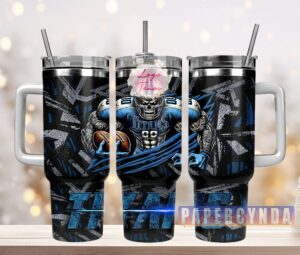 Custom Football Team Skull Tumbler with Lid & Straw - 40oz Insulated Travel Mug