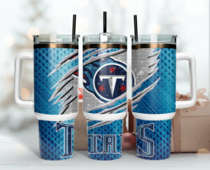 Tennessee Titans NFL Custom Stanley Quencher 40oz Stainless Steel Tumbler With Handle - Threewoofs