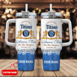 Custom Tennessee Titans Tumbler Mug with Handle - Personalized Fan Gift