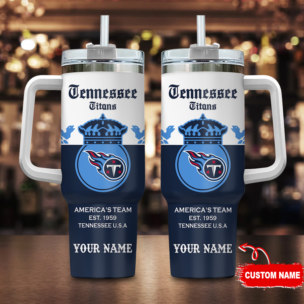 Custom Tennessee Titans Tumbler with Straw - Personalized Fan Gift