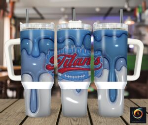 Stylish Blue Tumbler with Handle - Perfect for Sports Fans