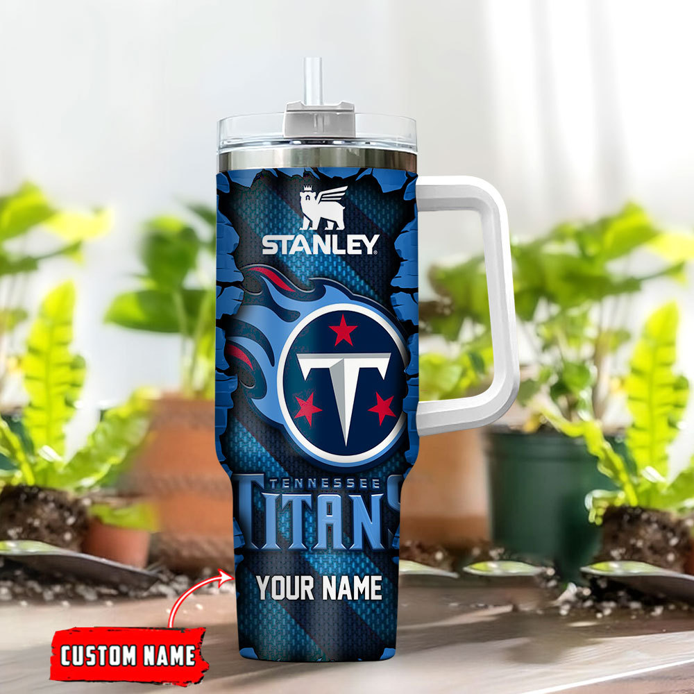Custom Tennessee Titans Stanley Tumbler with Handle & Straw - Personalized Gift - Image 2