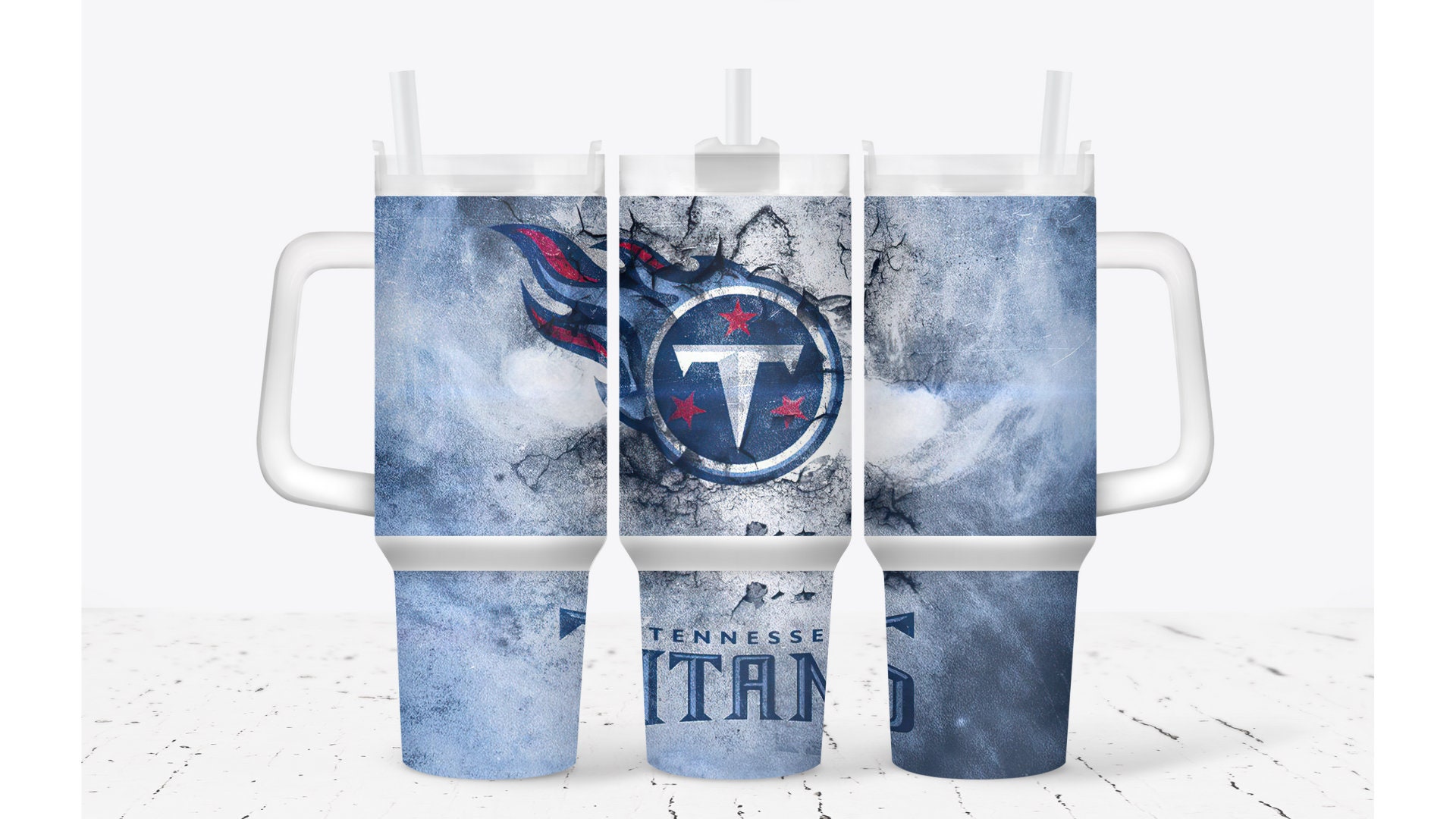 Tennessee Titans Fan Tumbler - Insulated Cup with Handle & Straw