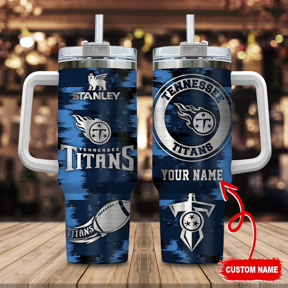Customizable Tennessee Titans Insulated Tumbler with Handle & Straw