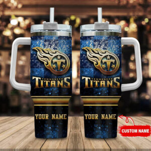 Customizable Tennessee Titans Tumbler Mug with Handle & Straw