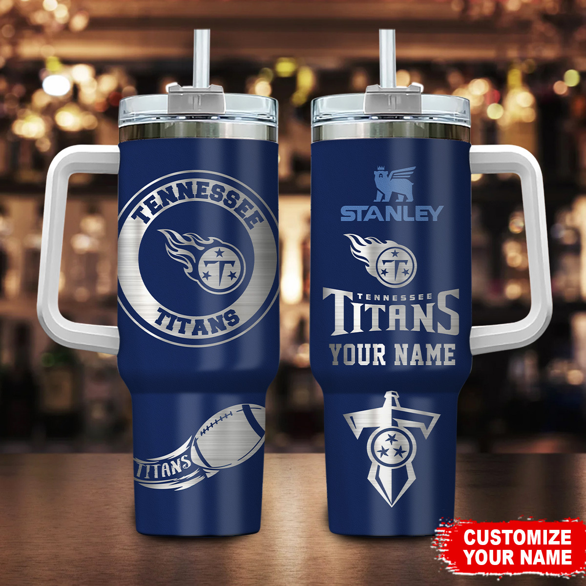 Customizable Tennessee Titans Tumbler - Personalized NFL Fan Gift