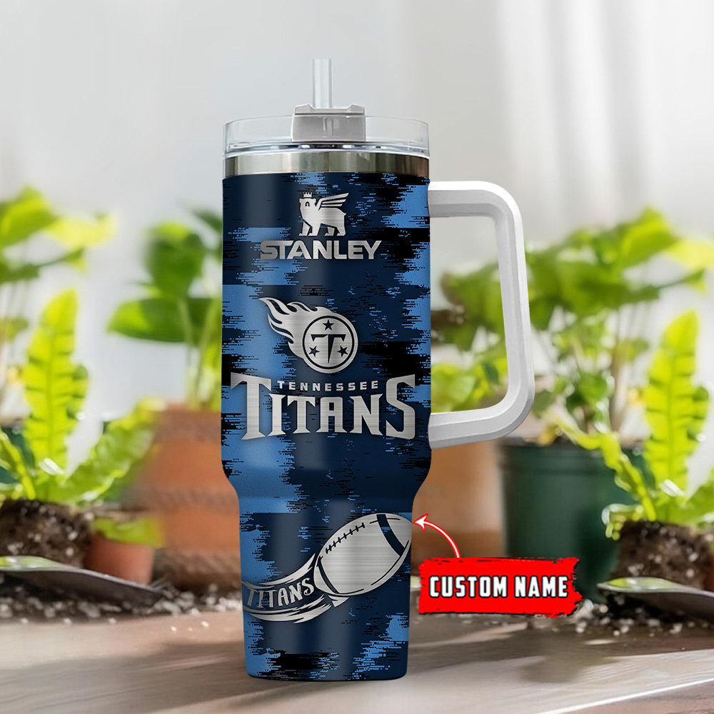 Customizable Tennessee Titans Insulated Tumbler with Handle & Straw - Image 2