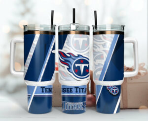 Tennessee Titans Double-Wall Insulated Tumbler with Handle & Straw - Perfect Gift for Fans