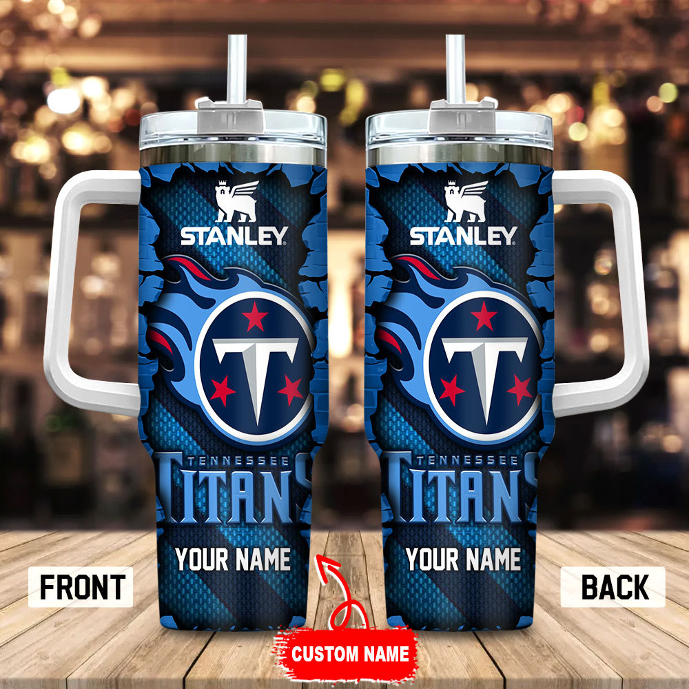 Custom Tennessee Titans Stanley Tumbler with Handle & Straw - Personalized Gift