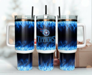 Tennessee Titans Flame Design Tumbler with Handle - Ultimate Fan Gift