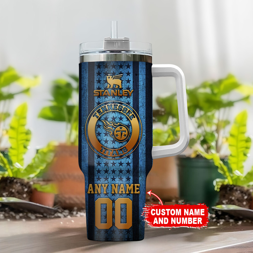 Customizable Tennessee Titans Tumbler - Personalized Name & Number - Image 2