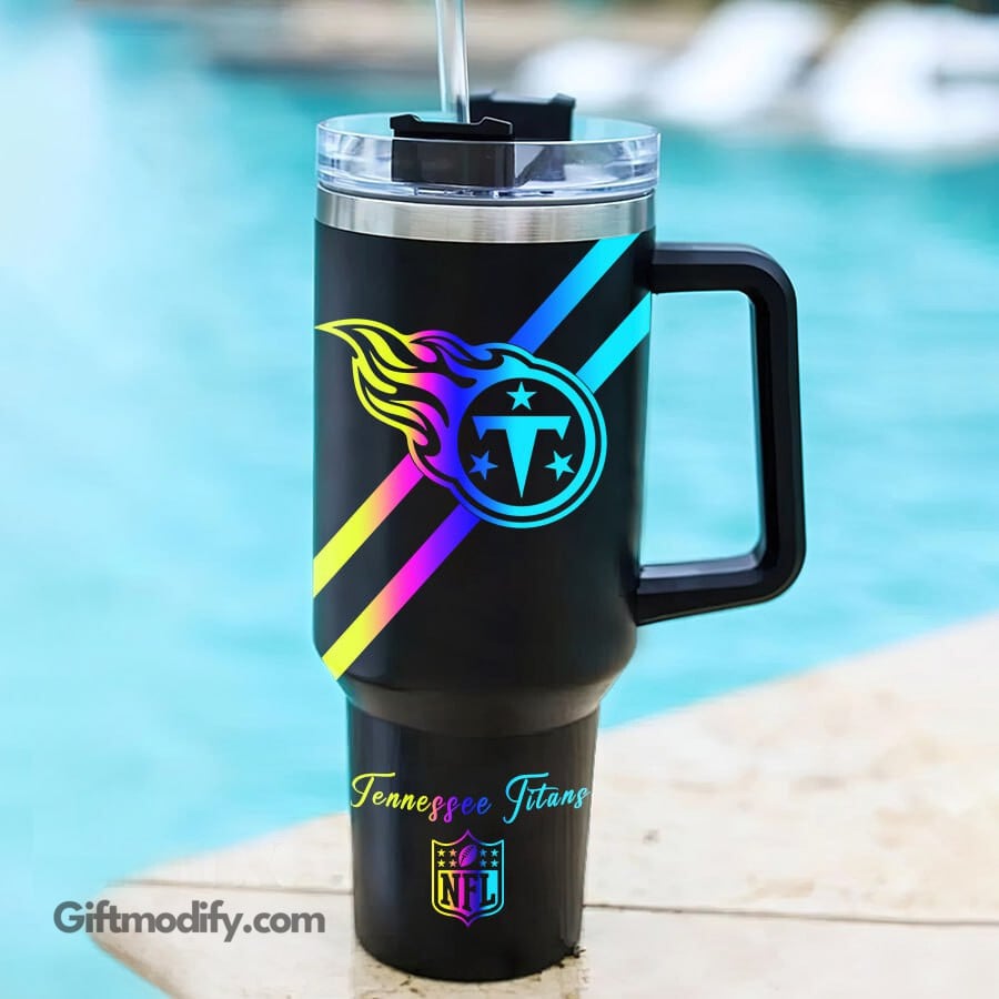 Customizable Tennessee Titans Tumbler with Handle - Personalized NFL Travel Mug - Image 2