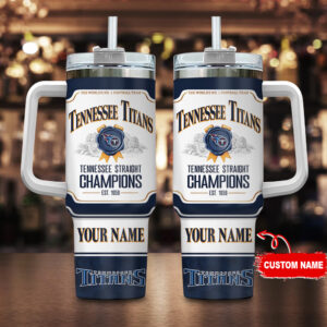 Custom Tennessee Titans Championship Tumbler with Handle - Personalized Gift