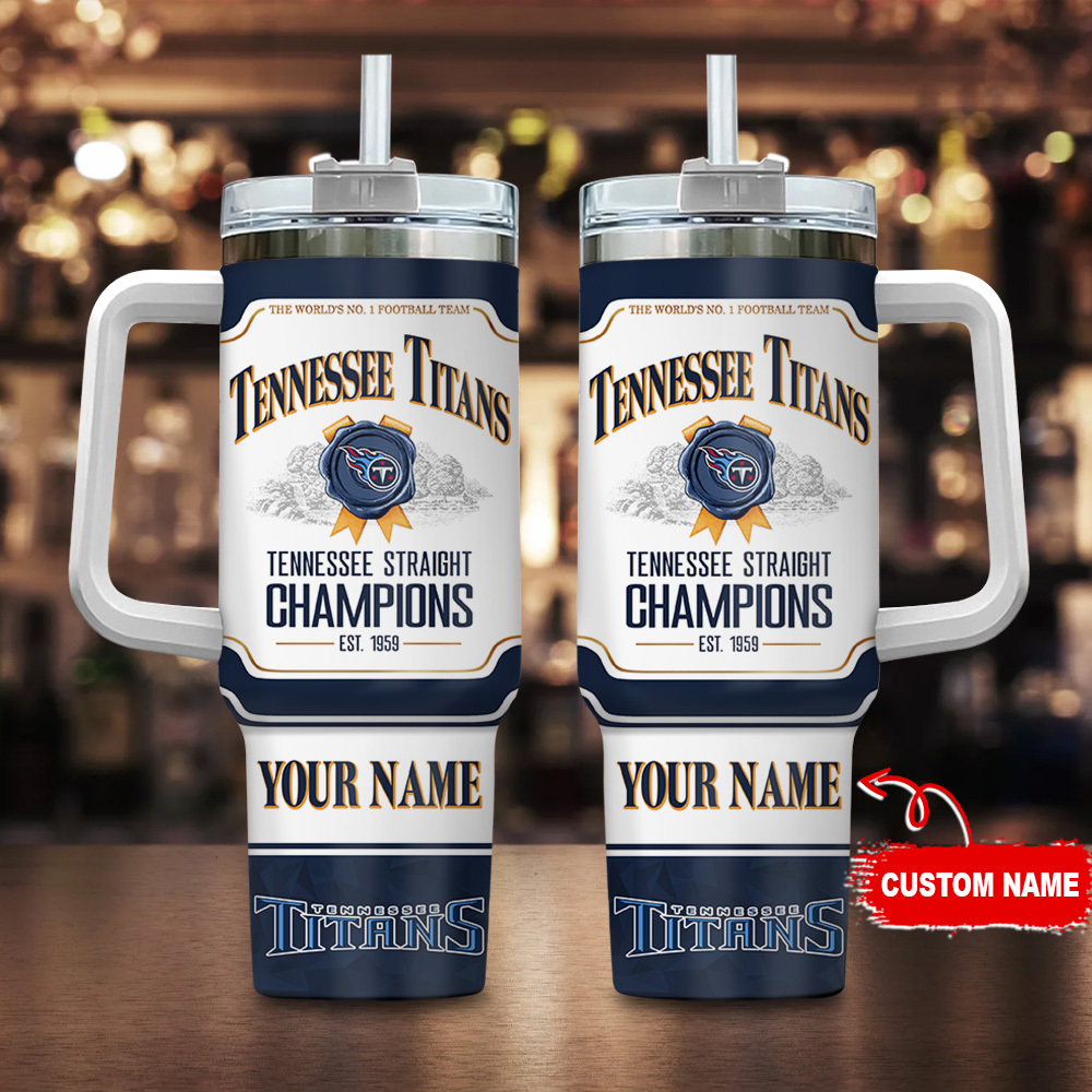 Custom Tennessee Titans Championship Tumbler with Handle - Personalized Gift