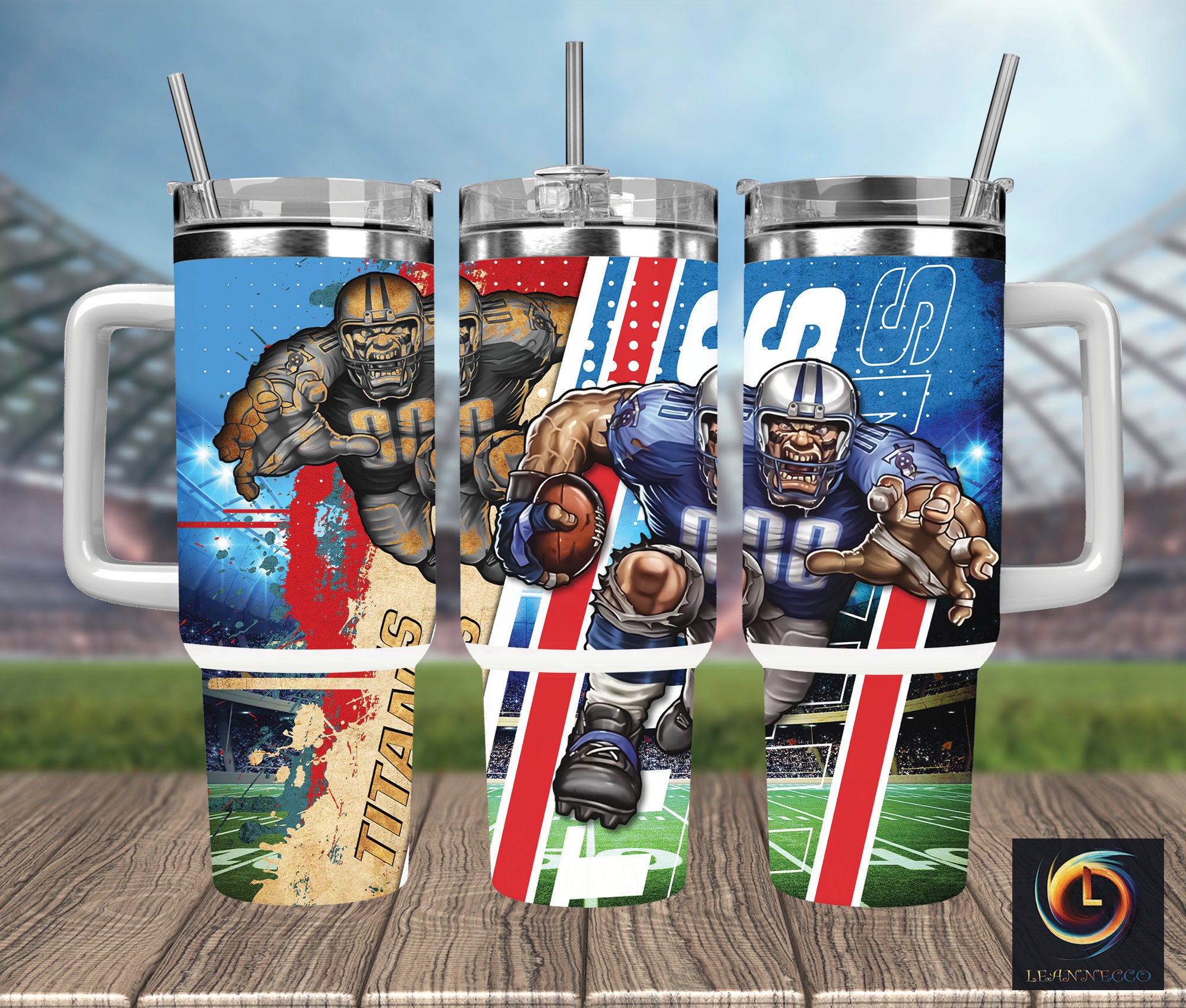 Football Fan Tumbler Mug - Insulated Sports Drinkware with Straw