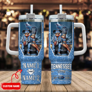 Custom Name Tennessee Titans Tumbler with Iconic Mouse Couple Design - Perfect Gift