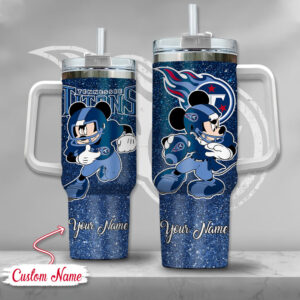 Custom Name Mickey Football Tumbler - Personalized Glitter Drinkware
