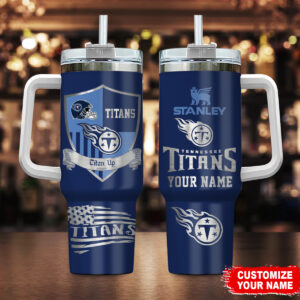 Personalized Titans Tumbler with Straw - Custom Name NFL Fan Gift