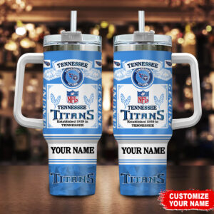 Customizable Tennessee Titans Tumbler with Handle - Personalized NFL Fan Gift