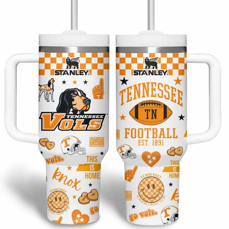 Tennessee Volunteers NCAA Sports Custom Stanley Quencher 40oz Stainless Steel Tumbler With Handle - Threewoofs