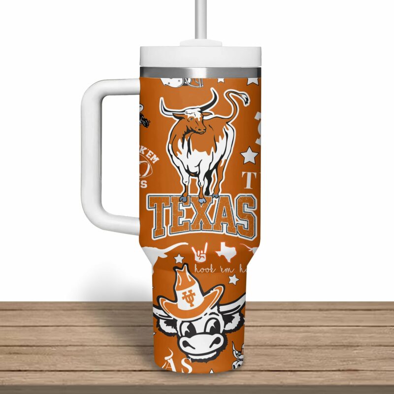 Texas Longhorns NCAA Custom Stanley Quencher 40oz Stainless Steel Tumbler With Handle - Threewoofs - Image 2