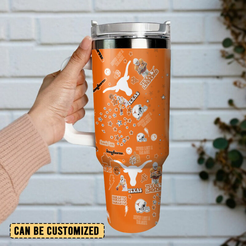Texas Longhorns NCAA Custom Stanley Quencher 40oz Stainless Steel Tumbler With Handle - Threewoofs - Image 3