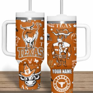 Texas Longhorns NCAA Custom Stanley Quencher 40oz Stainless Steel Tumbler With Handle - Threewoofs