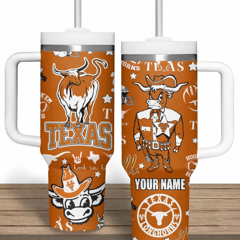 Texas Longhorns NCAA Custom Stanley Quencher 40oz Stainless Steel Tumbler With Handle - Threewoofs