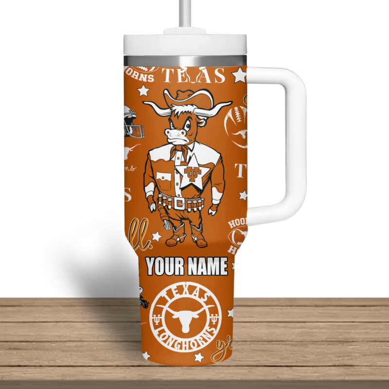 Texas Longhorns NCAA Custom Stanley Quencher 40oz Stainless Steel Tumbler With Handle - Threewoofs - Image 3