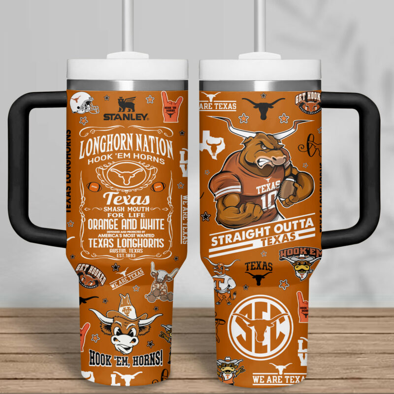 Texas Longhorns NCAA Sports Custom Stanley Quencher 40oz Stainless Steel Tumbler With Handle - Threewoofs - Image 6