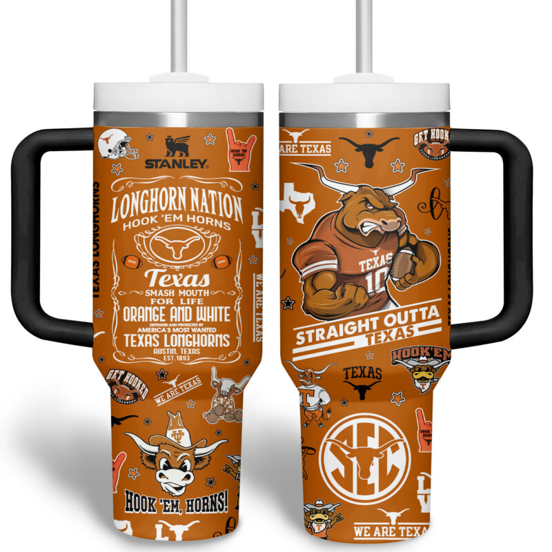 Texas Longhorns NCAA Sports Custom Stanley Quencher 40oz Stainless Steel Tumbler With Handle - Threewoofs - Image 7
