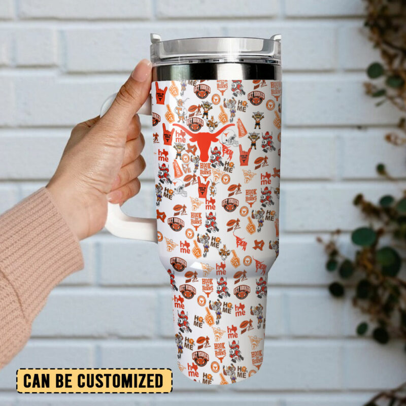 Texas Longhorns NCAA Sports Custom Stanley Quencher 40oz Stainless Steel Tumbler With Handle - Threewoofs - Image 3