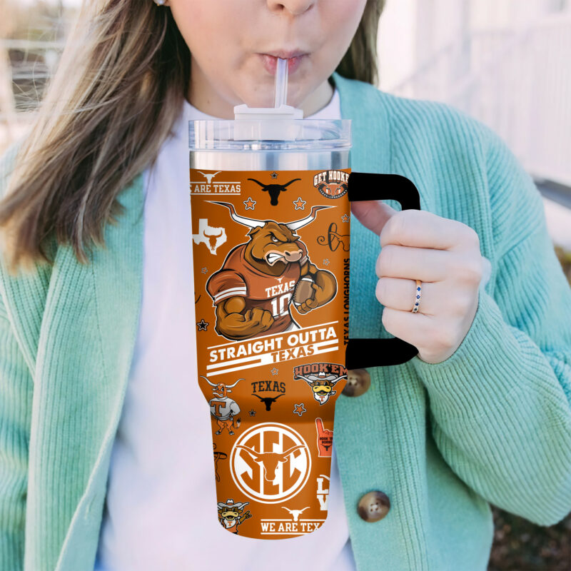 Texas Longhorns NCAA Sports Custom Stanley Quencher 40oz Stainless Steel Tumbler With Handle - Threewoofs - Image 4